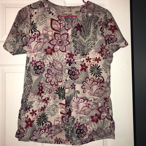 Butter soft floral scrub top